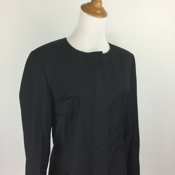 LONGCHAMP Black Hidden Zipper Wool Blend Jacket - Picture 5 of 11